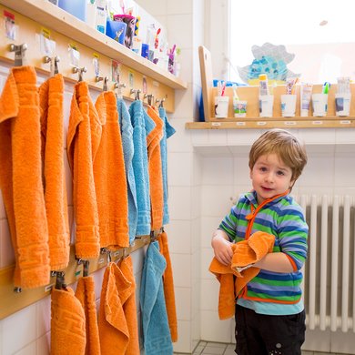 Waschraum der Kindertagesstätte Haus für Kinder in Nördlingen