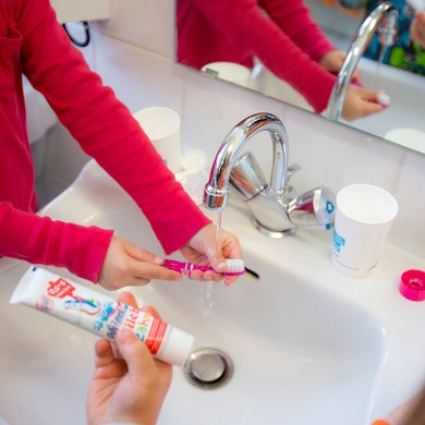 Waschraum der Kindertagesstätte Haus für Kinder in Nördlingen