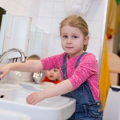 Waschraum der Kindertagesstätte Haus für Kinder in Nördlingen