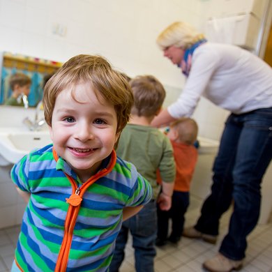 Waschraum der Kindertagesstätte Haus für Kinder in Nördlingen