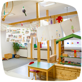 Die Raumgestaltung der Kindertagesstätte Haus für Kinder in Nördlingen