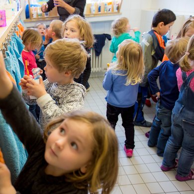 Waschraum der Kindertagesstätte Haus für Kinder in Nördlingen
